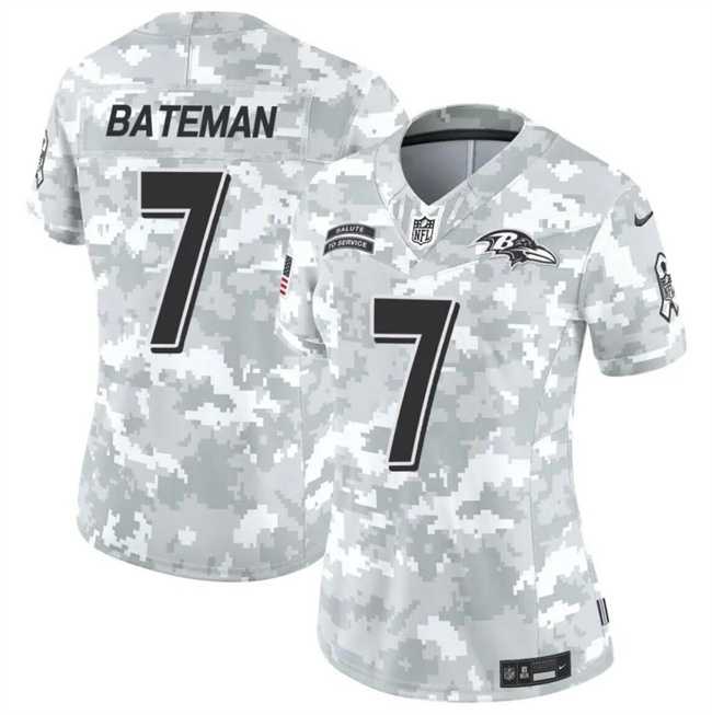 Womens Baltimore Ravens #7 Rashod Bateman 2024 F.U.S.E Arctic Camo Salute To Service Limited Stitched Jersey Dzhi->baltimore ravens->NFL Jersey